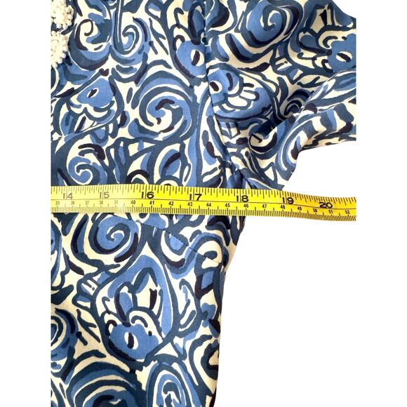 Lilly Pulitzer Blue and White Beaded Embellished Dress Sz Small - Picture 8 of 14